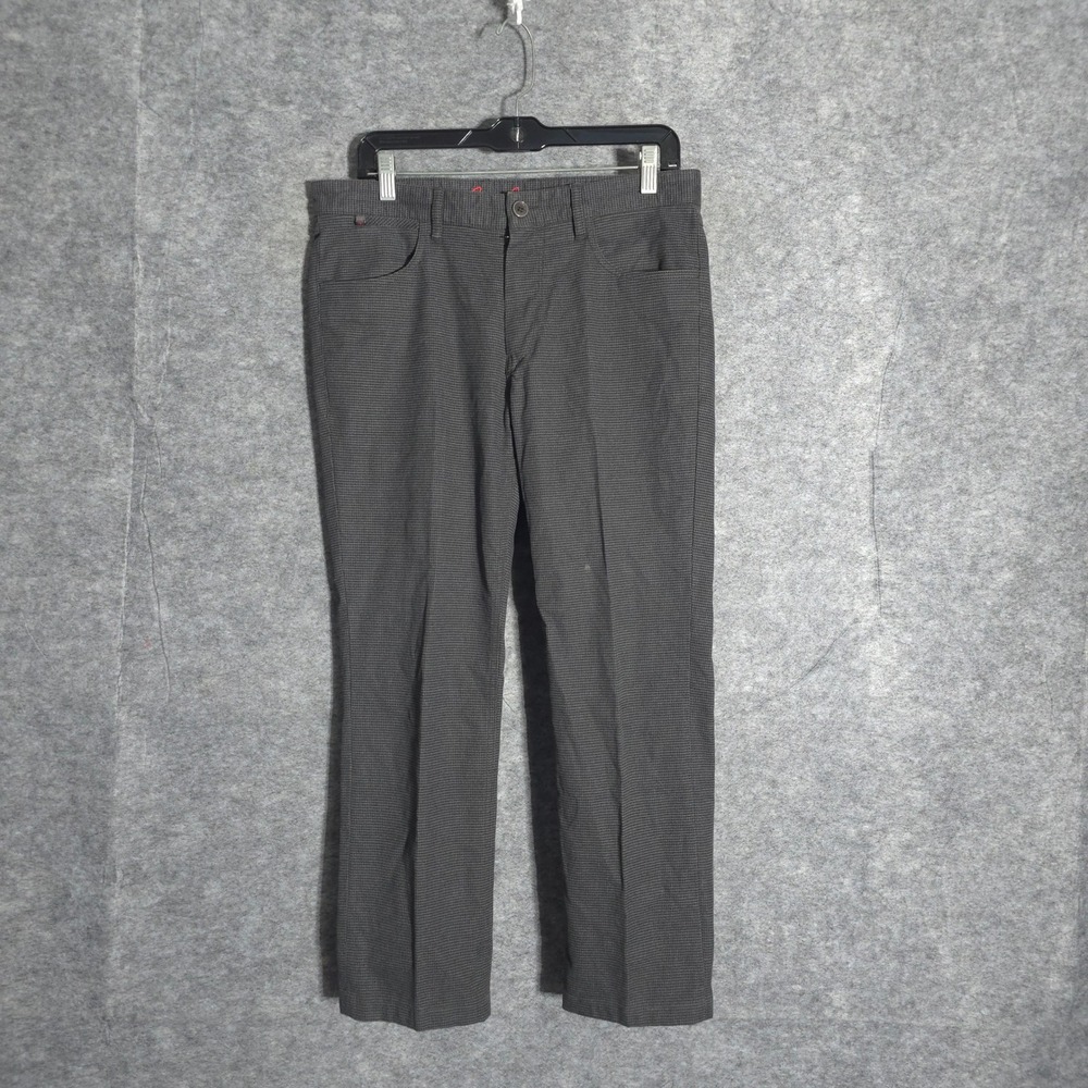 Robert Graham Kipling Pants Mens 32 Grey Houndstooth Tailored Fit Cotton Blend